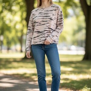 All Saints Black and White Tie-Dye Top